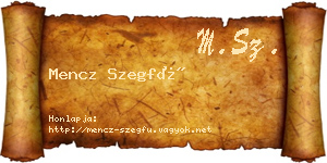 Mencz Szegfű névjegykártya